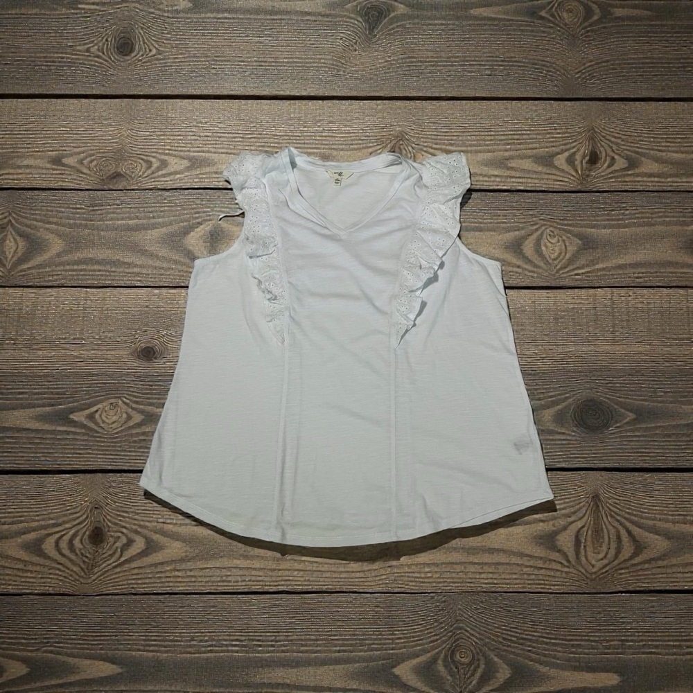 Terra & Sky Lace Trim White Top